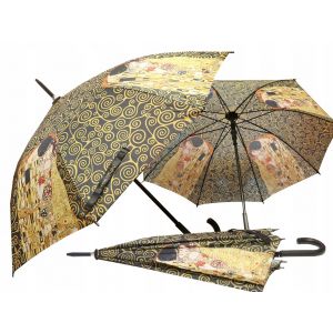 Parasol długi Carmani G. Klimt, Pocałunek (czarne tło)